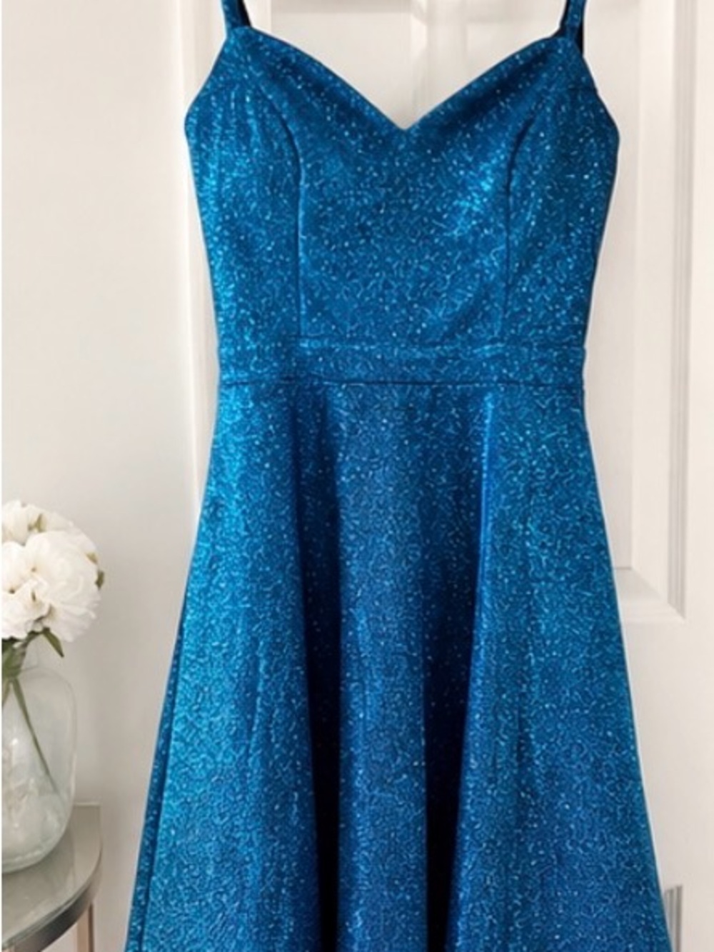 Blue Sparkle Formal Homecoming/Special Event Dress with Spaghetti Straps